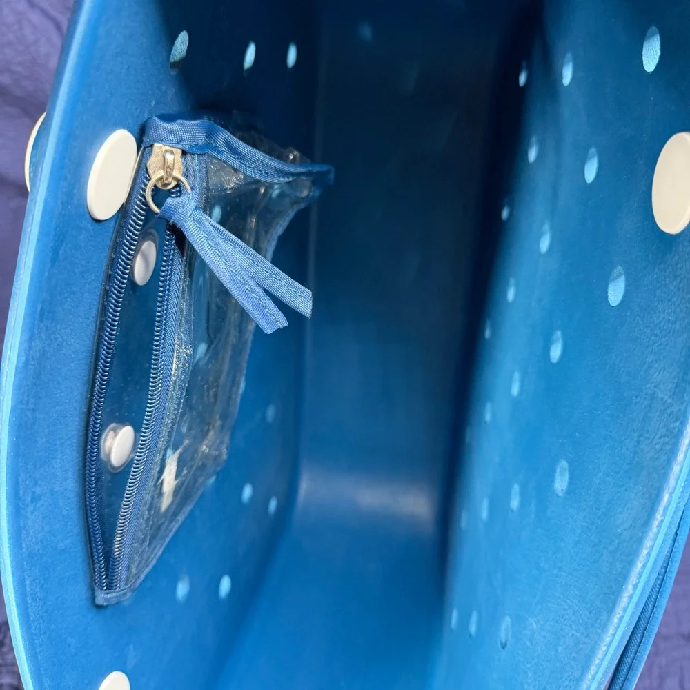 Bogg Bag Tote Blue Washable Beach Bag with Pouch